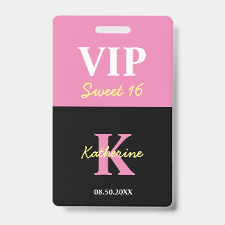 Personalisiert Mit Monogramm Black Modern Sweet 16 Ausweis