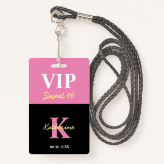 Personalisiert Mit Monogramm Black Modern Sweet 16 Ausweis