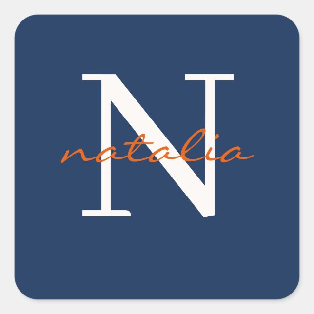 personalisiert mit Monogramm Quadratischer Aufkleber (Vorderseite)