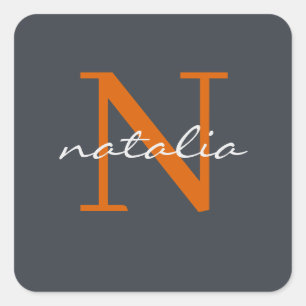 personalisiert mit Monogramm Quadratischer Aufkleber