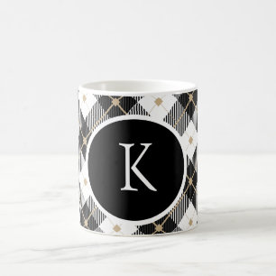 Personalisiert Mit Monogramm Schwarz-weißes Gold K Kaffeetasse