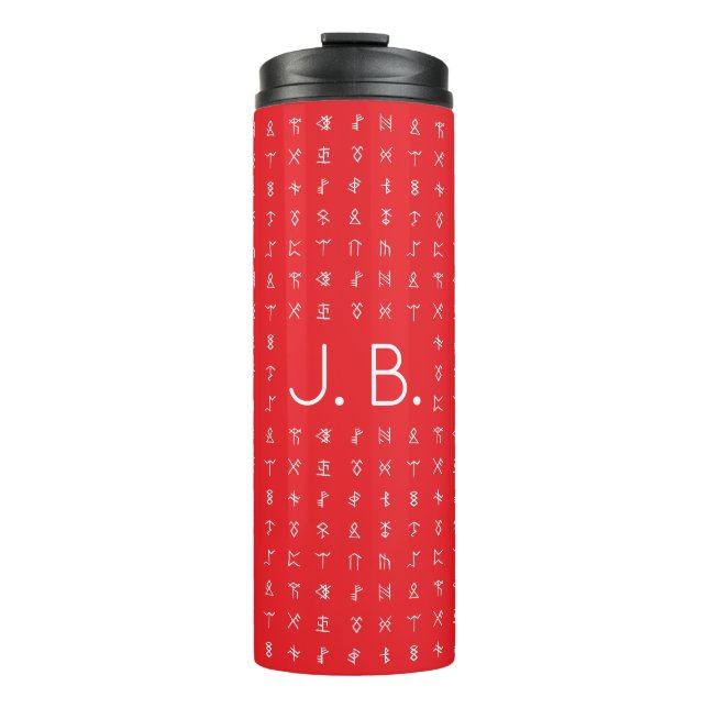 Personalisiert mit Monogramm und Runensymbolen Thermosbecher (Vorderseite)