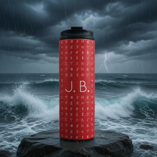 Personalisiert mit Monogramm und Runensymbolen Thermosbecher (Von Creator hochgeladen)