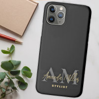 Personalisiert mit Name Black Gold Modern Monogram