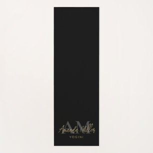 Personalisiert mit Name Black Gold Modern Monogram Yogamatte