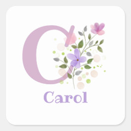 Personalisiert mit Name Carol und Initial. Quadratischer Aufkleber