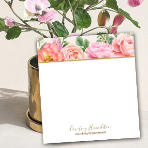 Personalisiert mit Name Floral Pink Roses Notizblock