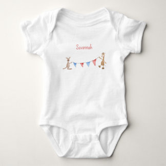 Personalisiert mit Name Känguru und Giraffe Baby Strampler