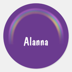 Personalisiert mit Name Lila Rainbows Runder Aufkleber