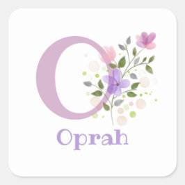 Personalisiert mit Name Oprah und Erste Initiale. Quadratischer Aufkleber