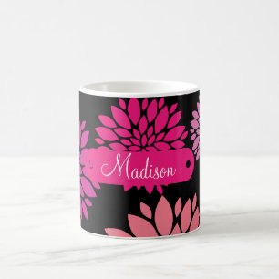Personalisiert mit Name Pink Purple Flowers Kaffeetasse