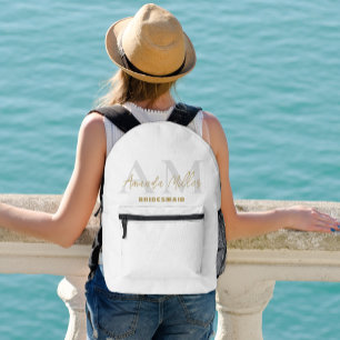 Personalisiert mit Name White Gold Modernes Monogr Bedruckter Rucksack