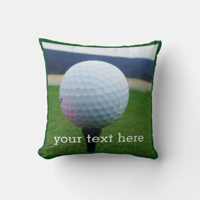 Personalisiert mit Name white golf ball Kissen (Vorderseite)