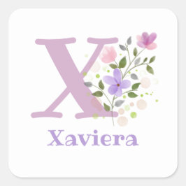 Personalisiert mit Name Xaviera und Erste Initiale Quadratischer Aufkleber