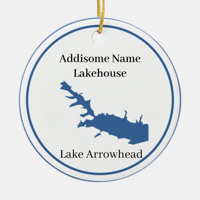 Personalisiert mit Namen Lake Arrowhead Map Keramik Ornament (Vorne)