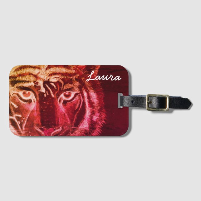 Personalisiert mit Namen Tiger Design Gepäckanhänger (Vorderseite (Horizontal))