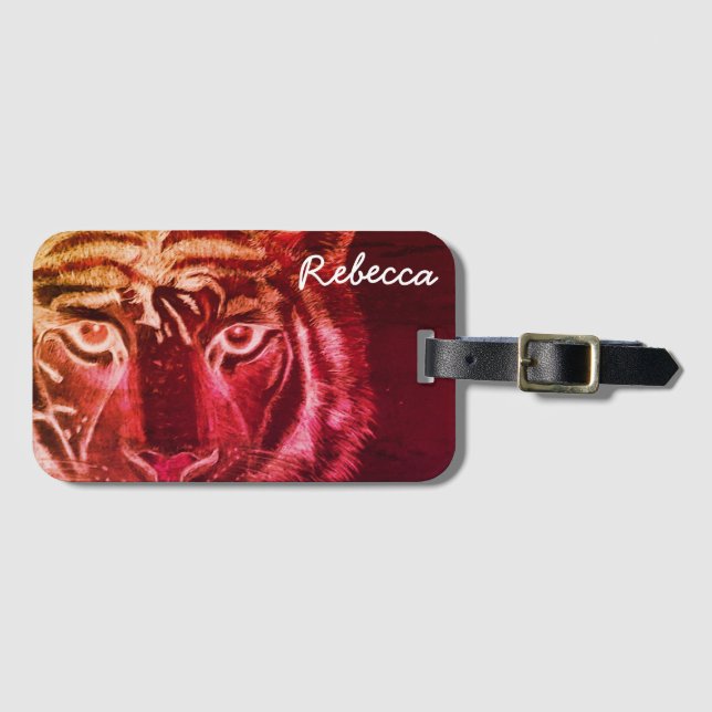 Personalisiert mit Namen Tiger Design Gepäckanhänger (Vorderseite (Horizontal))