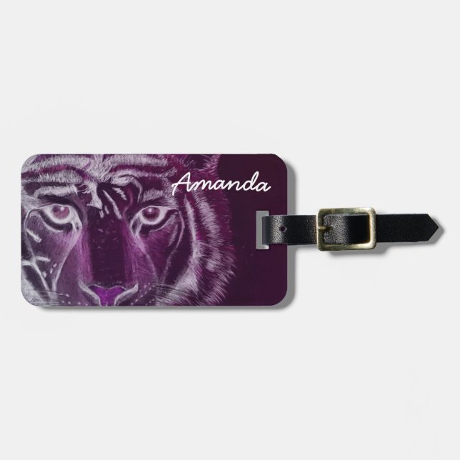 Personalisiert mit Namen Tiger Design Gepäckanhänger (Vorderseite horizontal)