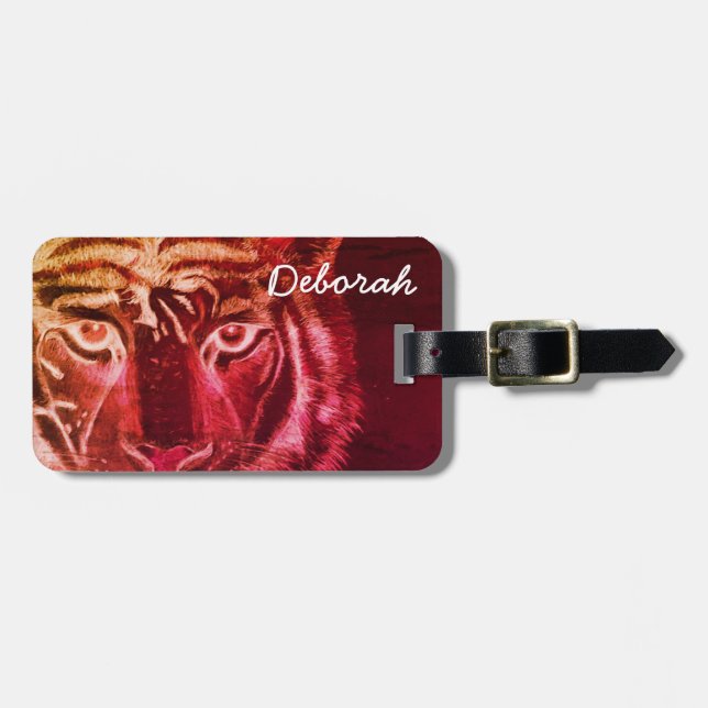 Personalisiert mit Namen Tiger Design Gepäckanhänger (Vorderseite horizontal)