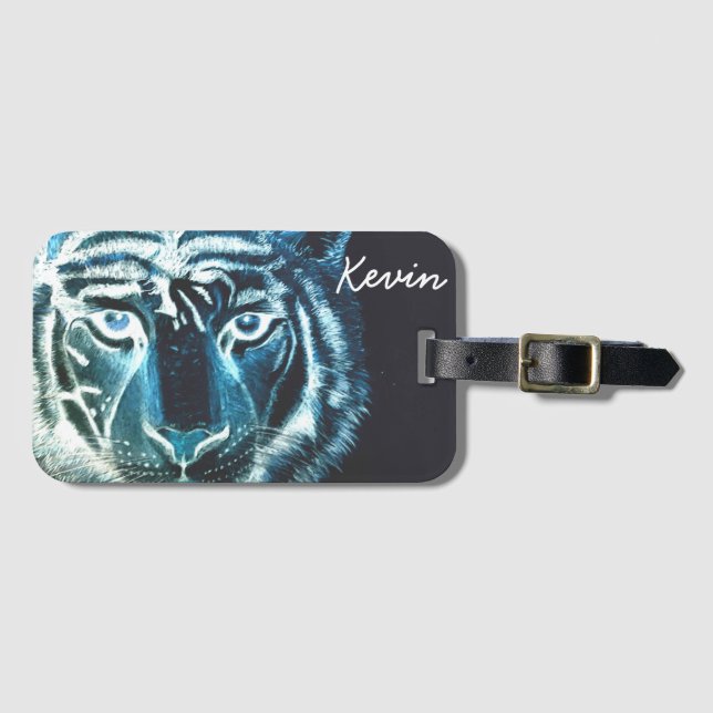 Personalisiert mit Namen Tiger Design Gepäckanhänger (Vorderseite (Horizontal))