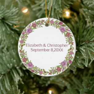 Personalisiert mit Namen und Hochzeitdatum Keramik Ornament