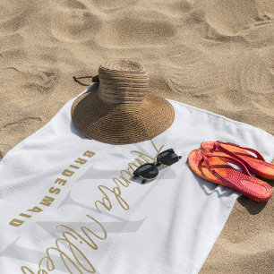 Personalisiert mit Namen Weißgold Moderne Monogram Strandtuch