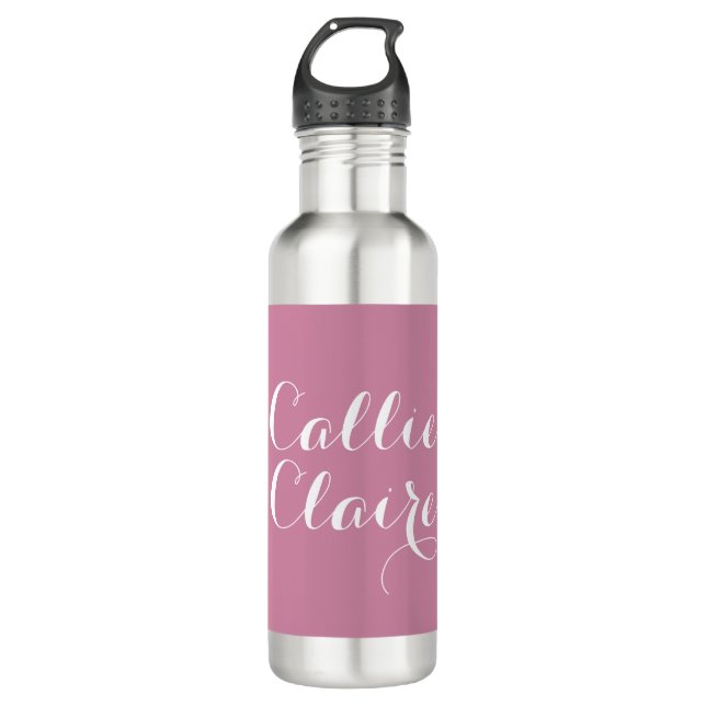Personalisiert mit rosa Wasser-Namensflasche Edelstahlflasche (Vorderseite)