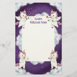 Personalisiert Mitzvah Notes Lila Pegasus Unicorn Briefpapier