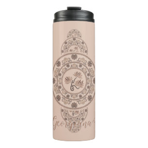 Personalisiert Mocha Rokoko Lotus Ornamental Manda Thermosbecher