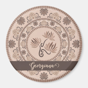 Personalisiert Mocha Rokoko Revival Dot Mandala Magnet
