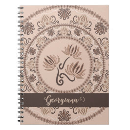 Personalisiert Mocha Rokoko Revival Dot Mandala Notizblock