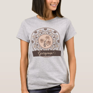 Personalisiert Mocha Rokoko Revival Dot Mandala T-Shirt