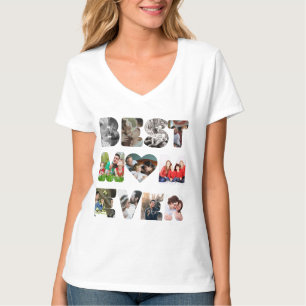 Personalisiert modern 11 Foto Beste Mutter je T -  T-Shirt