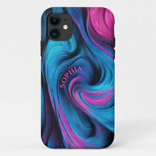 Personalisiert-modern Abstrakt-blau und Fuchsia- Case-Mate iPhone Hülle