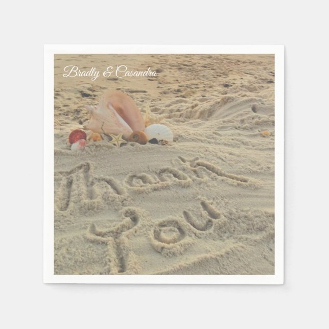 Personalisiert Modern Beach Wedding Muscheln Viele Serviette (Vorderseite)