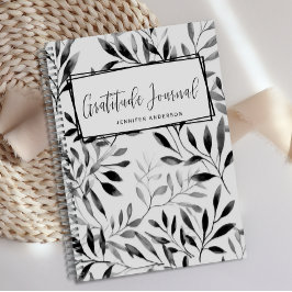 Personalisiert Modern Black Leaf Dankesblatt Notizbuch