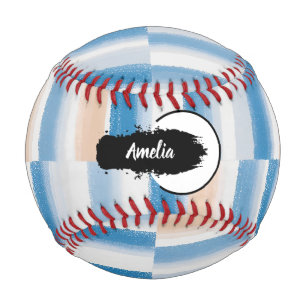 Personalisiert Modern Blue Peach Wasserfarbe Strei Baseball