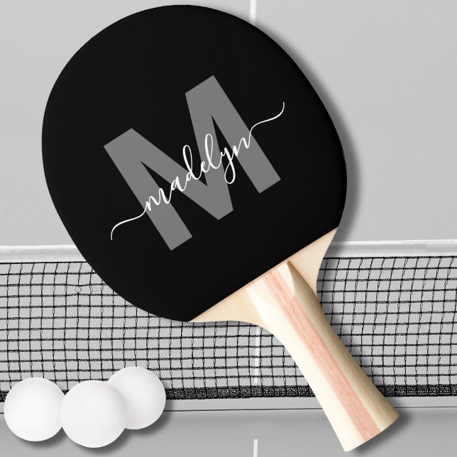 Personalisiert Modern; Bold Script Name Monogram Tischtennis Schläger (Personalized Modern Bold Script Name Monogram Ping Pong Paddle)