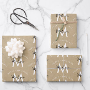 Personalisiert Modern Frohe Weihnachtsklebstoff Mo Geschenkpapier Set