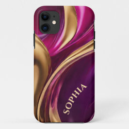 Personalisiert-modern-Fuchsien Lila und Gold- Case-Mate iPhone Hülle