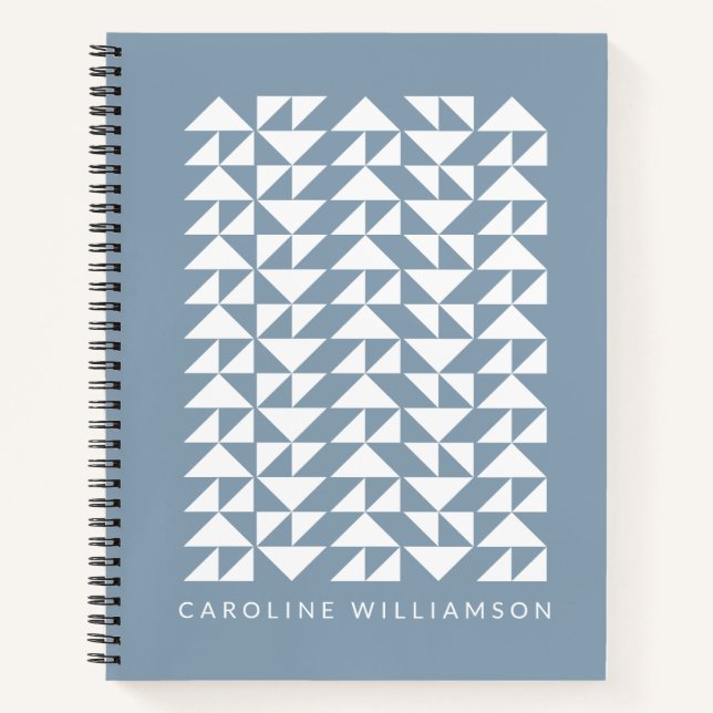 Personalisiert Modern Geometric Minimalistisch Blu Notizbuch (Vorderseite)