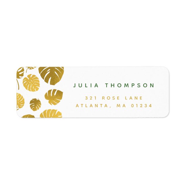 Personalisiert Modern Gold Monstera Blätter Muster (Vorne)