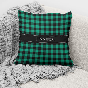 Personalisiert Modern Green Kariert Gingham Kissen