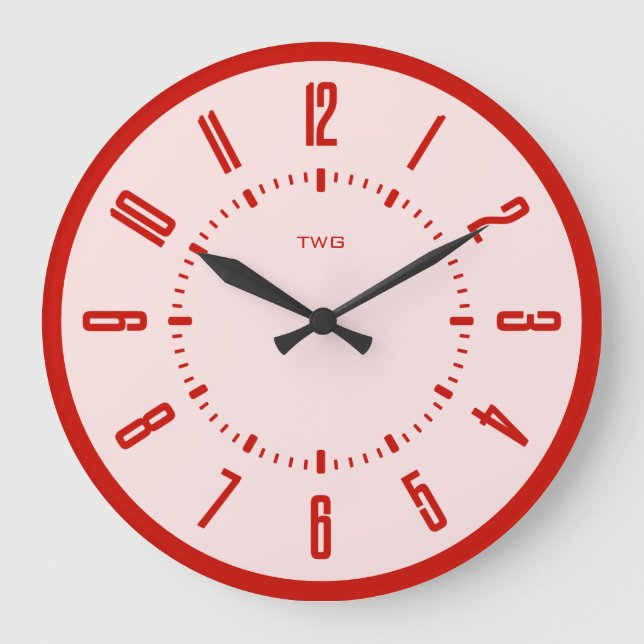 Personalisiert modern Minimalistisch Große Wanduhr (Vorderseite)