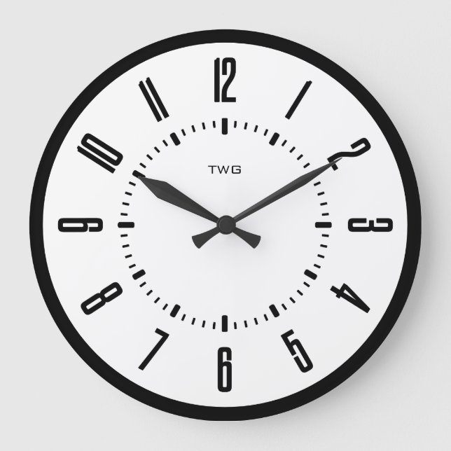Personalisiert modern Minimalistisch Große Wanduhr (Vorderseite)