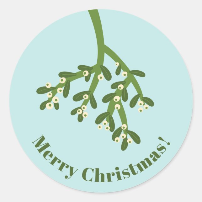 Personalisiert Modern Mistletoe Weihnachten Runder Aufkleber (Vorderseite)