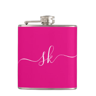 Personalisiert Modern Monogram Pink Bachelorette Flachmann
