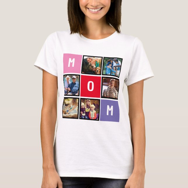 Personalisiert Modern Mothers Day Mama FotoCollage T-Shirt (Vorderseite)