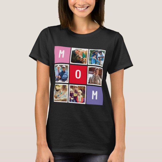 Personalisiert Modern Mothers Day Mama FotoCollage T-Shirt (Vorderseite)