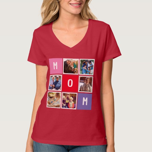 Personalisiert Modern Mothers Day Mama FotoCollage T-Shirt (Vorderseite)